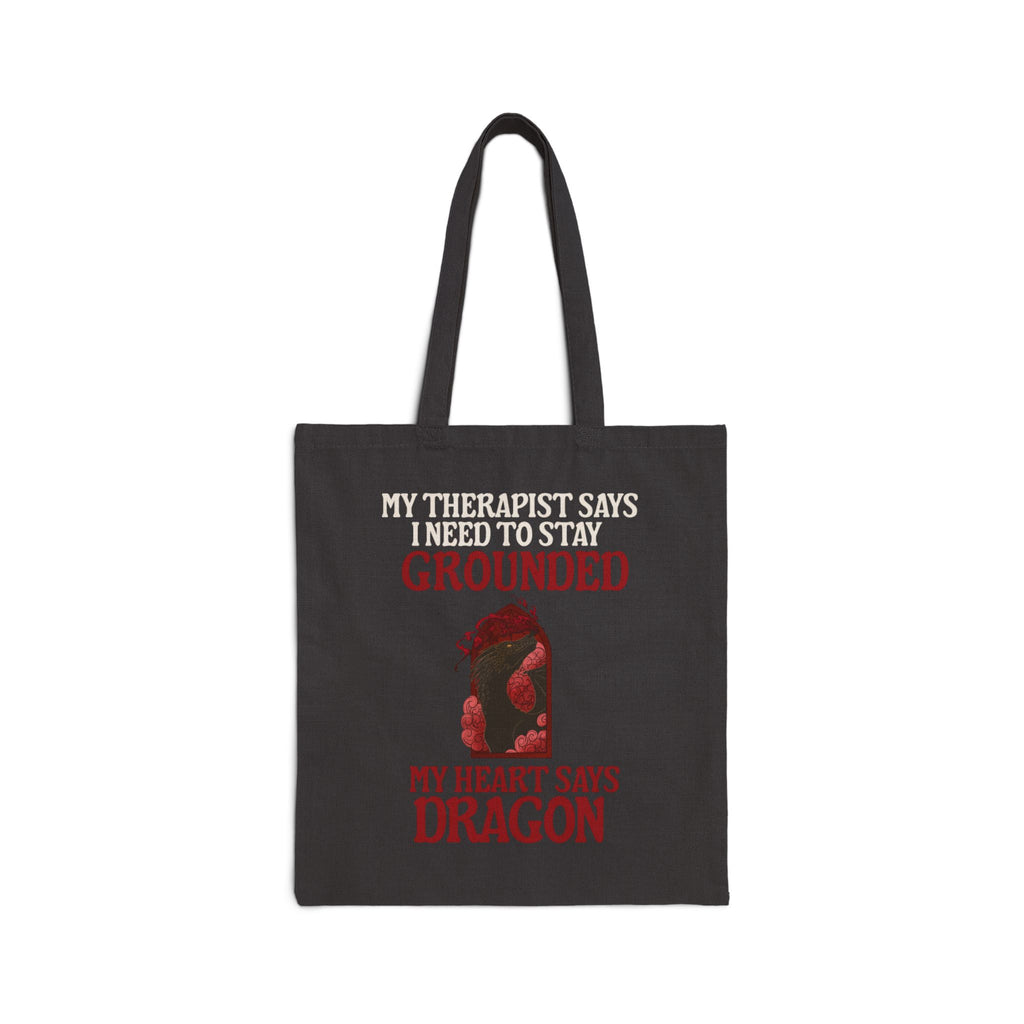 Stay Grounded Dragon Tote Bag | Romantasy Reader Canvas Book Bag