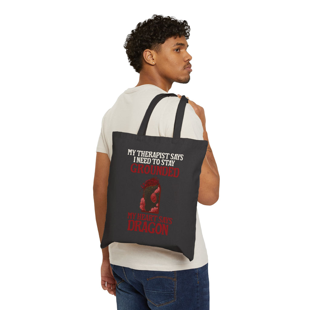 Stay Grounded Dragon Tote Bag | Romantasy Reader Canvas Book Bag