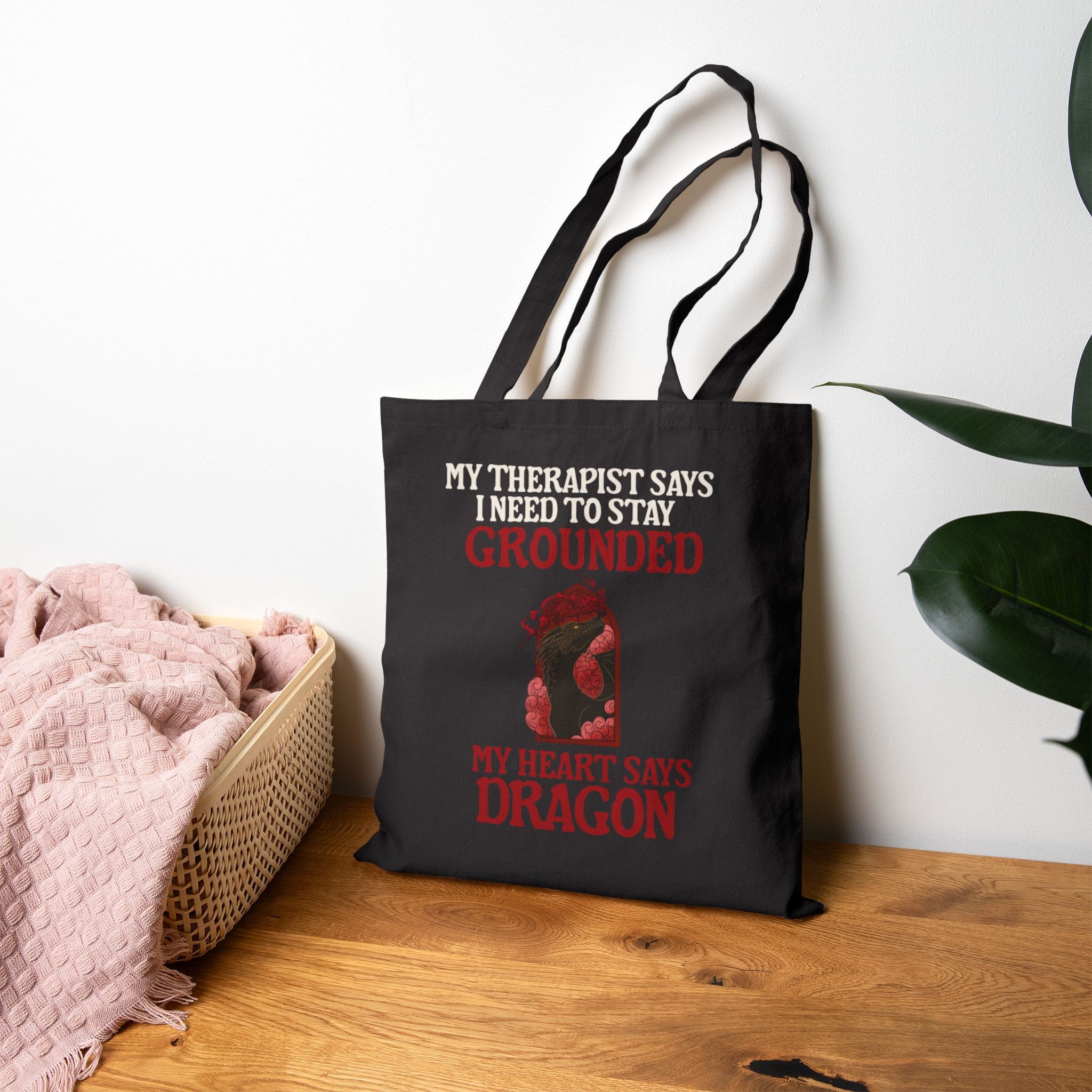 Stay Grounded Dragon Tote Bag | Romantasy Reader Canvas Book Bag
