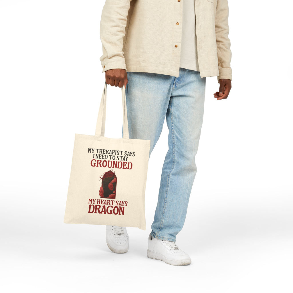 Stay Grounded Dragon Tote Bag | Romantasy Reader Canvas Book Bag