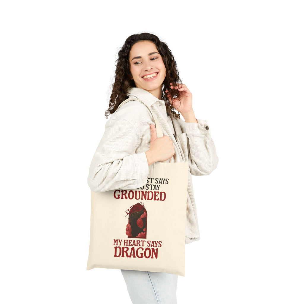 Stay Grounded Dragon Tote Bag | Romantasy Reader Canvas Book Bag