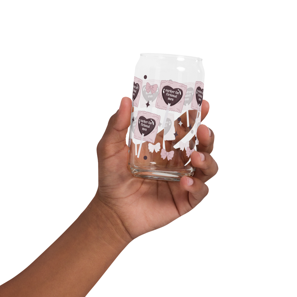 🍭 Sucker For Fictional Men Sipper Glass | Romantasy Reader Bamboo Lid Tumbler 16Oz🍭