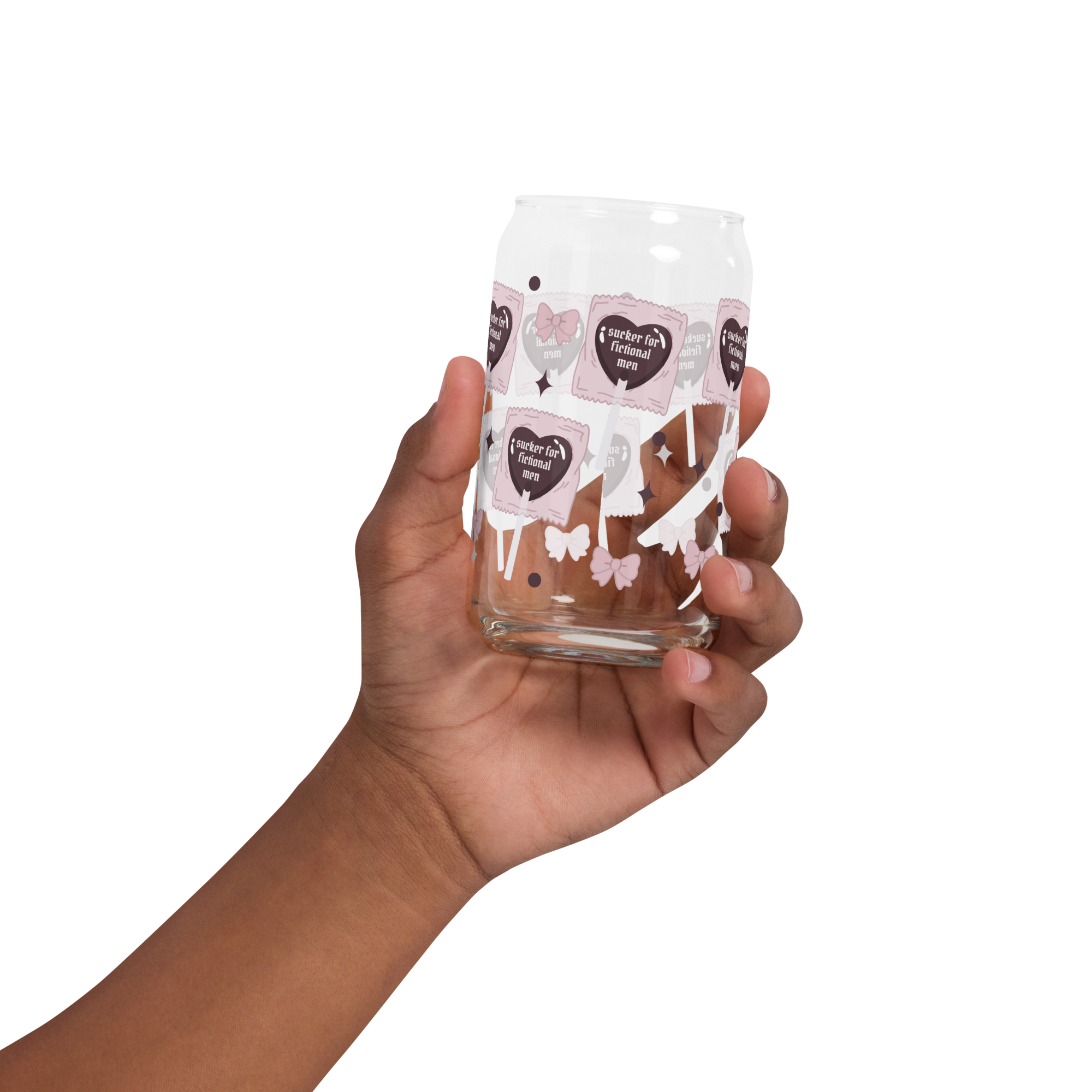 🍭 Sucker For Fictional Men Sipper Glass | Romantasy Reader Bamboo Lid Tumbler 16Oz🍭
