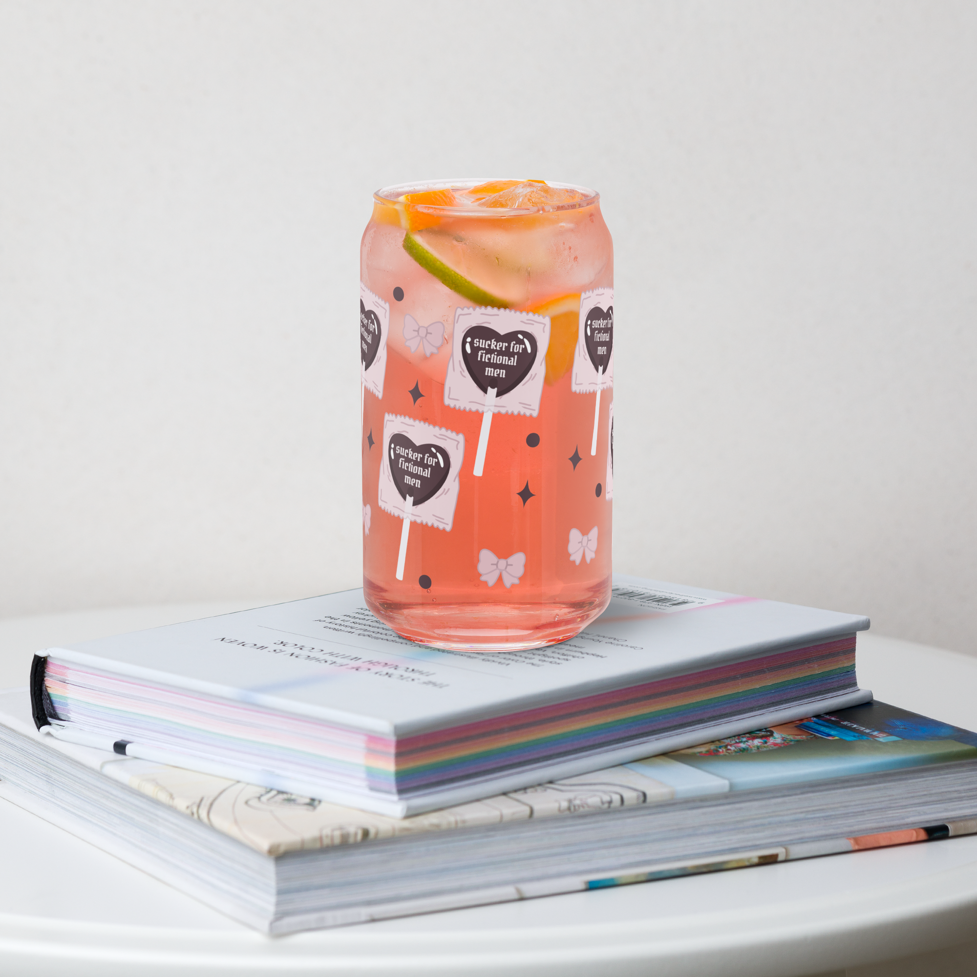 🍭 Sucker For Fictional Men Sipper Glass | Romantasy Reader Bamboo Lid Tumbler 16Oz🍭