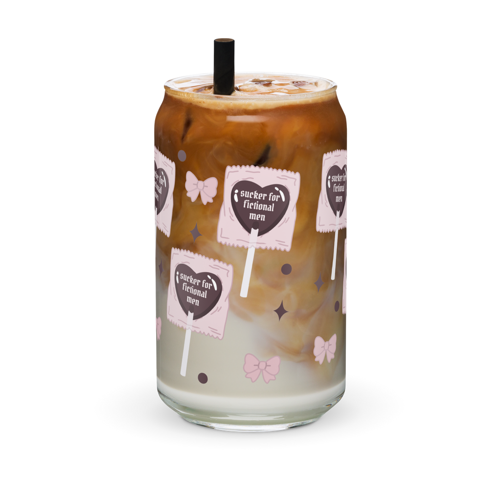 🍭 Sucker For Fictional Men Sipper Glass | Romantasy Reader Bamboo Lid Tumbler 16Oz🍭