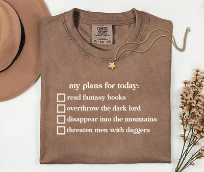 My Plans For Today Fantasy Checklist Shirt | Romantasy Reader Comfort Colors Tee